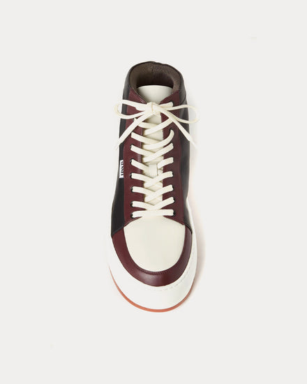 Sunnei Dreamy Leather Black / White / Bordeaux High Top Sneakers - 2