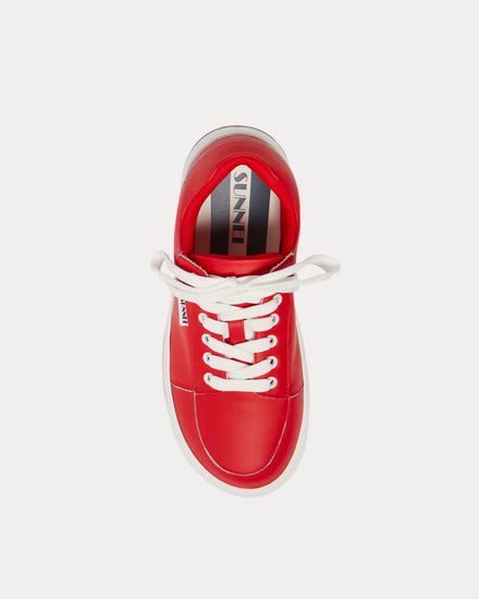 Sunnei Dreamy Leather Red Low Top Sneakers - 2