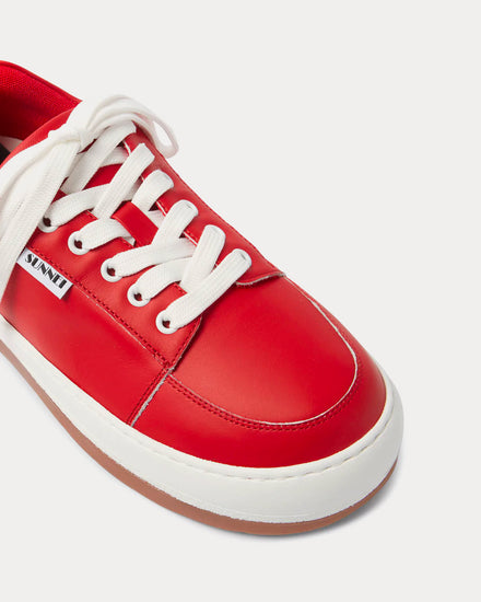 Sunnei Dreamy Leather Red Low Top Sneakers - 5