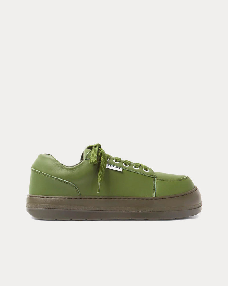 Sunnei Dreamy Leather Military Green Low Top Sneakers - 1