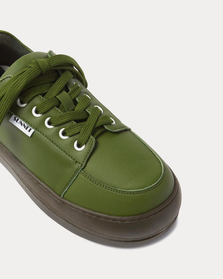 Sunnei Dreamy Leather Military Green Low Top Sneakers - 5