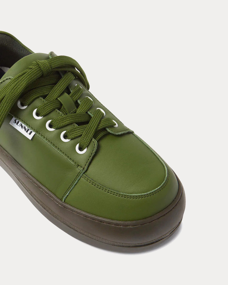 Sunnei Dreamy Leather Military Green Low Top Sneakers - 5