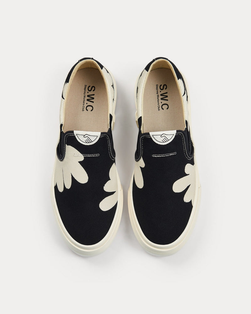 Stepney Workers Club Lister Shroom Hands Black / Ecru Slip On Sneakers - 2