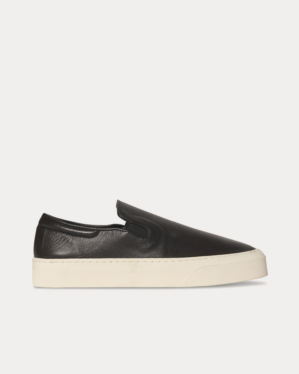 The Row Marie H Leather Black Slip On Sneakers - Sneak in Peace
