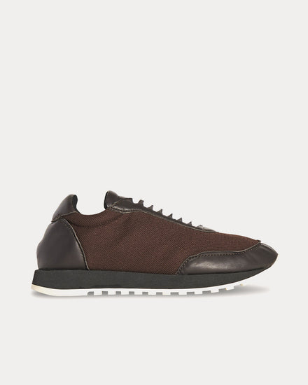 The Row Owen Runner in Leather & Mesh Black / Cacao Low Top Sneakers - 1