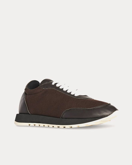 The Row Owen Runner in Leather & Mesh Black / Cacao Low Top Sneakers - 3