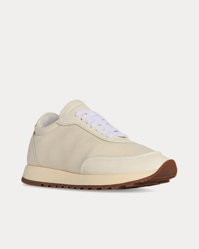 The Row Owen Runner in Leather & Mesh Mink Low Top Sneakers - 3