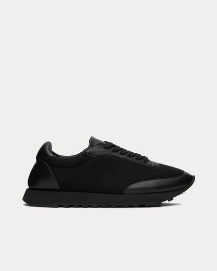 The Row Owen Runner in Leather & Mesh Black Low Top Sneakers - 1