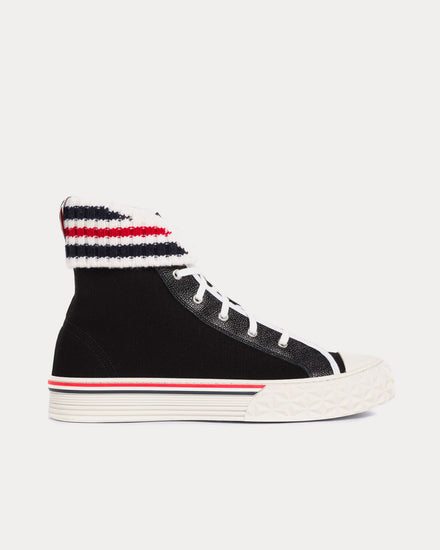 Thom Browne Collegiate Canvas Tartan Black High Top Sneakers - 1