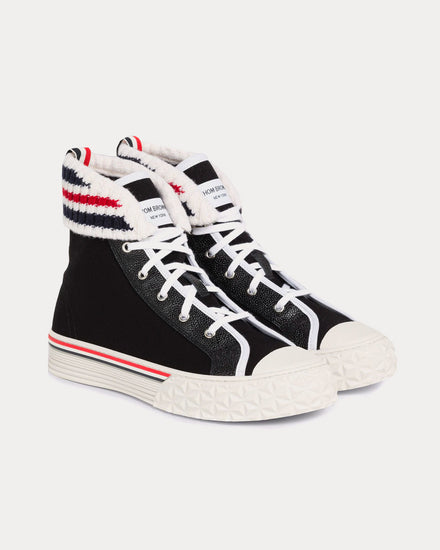 Thom Browne Collegiate Canvas Tartan Black High Top Sneakers - 2