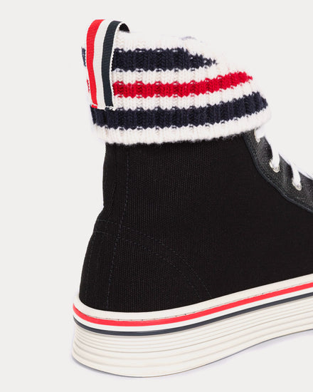 Thom Browne Collegiate Canvas Tartan Black High Top Sneakers - 3