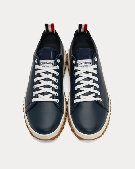 Thom Browne Court Vitello Calf Leather Navy Low Top Sneakers - 2