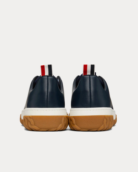 Thom Browne Court Vitello Calf Leather Navy Low Top Sneakers - 4