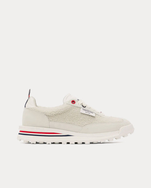Tech Runner Shearling & Suede White Low Top Sneakers