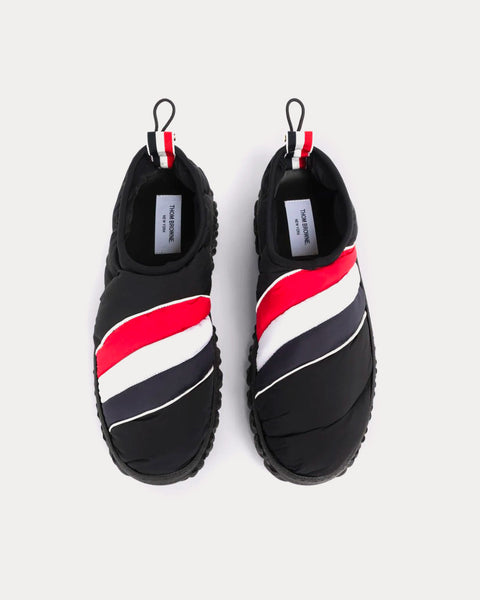 Warm Up Poly Twill Cable Knit Sole Black Slip Ons