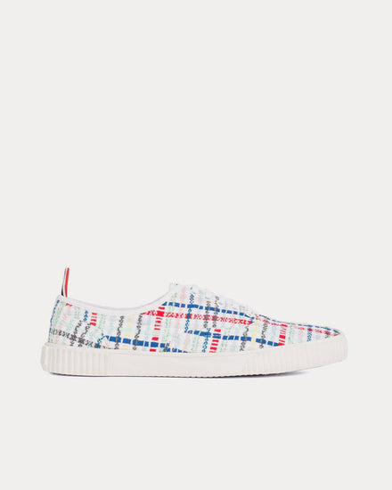Thom Browne Heritage Seersucker Tulle Tweed White / Red / Blue Low Top Sneakers - 1