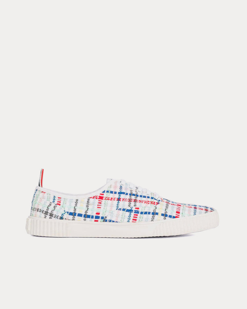 Thom Browne Heritage Seersucker Tulle Tweed White / Red / Blue Low Top Sneakers - 1