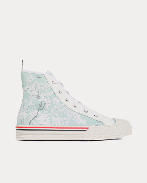 Collegiate Toile Printed Canvas Light Blue High Top Sneakers