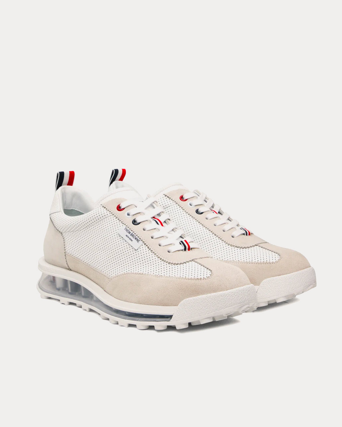 Thom Browne - Tech Runner Clear Sole White / Beige Low Top Sneakers