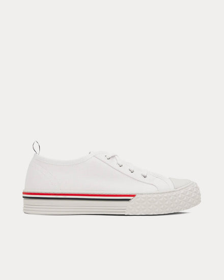Thom Browne Collegiate Tartan Tread Canvas White Low Top Sneakers - 1