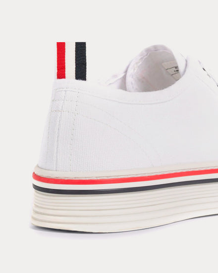 Thom Browne Collegiate Tartan Tread Canvas White Low Top Sneakers - 3