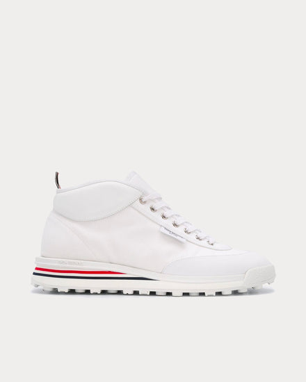 Thom Browne Cotton Canvas Interlock Tech Runner White High Top Sneakers - 1