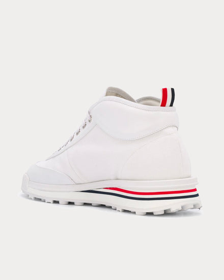 Thom Browne Cotton Canvas Interlock Tech Runner White High Top Sneakers - 4