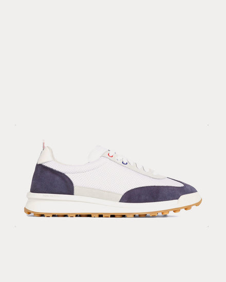 Thom Browne Tech Runner Fine Kid Suede Navy Low Top Sneakers - 1