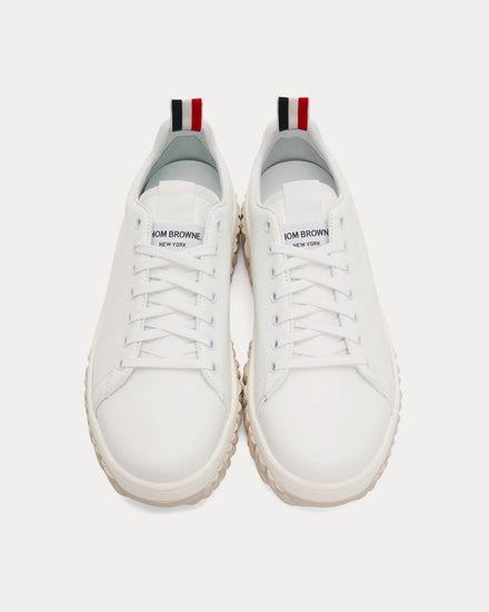Thom Browne Court Vitello Calf Leather White Low Top Sneakers - 2
