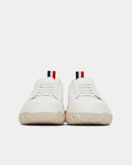 Thom Browne Court Vitello Calf Leather White Low Top Sneakers - 3