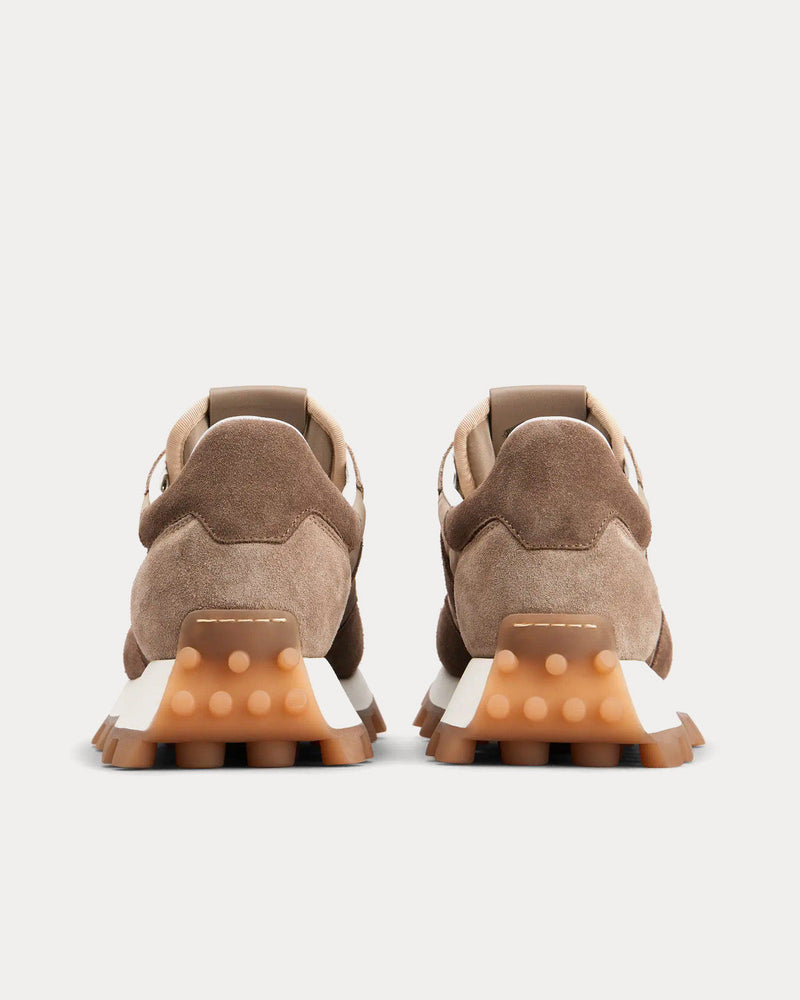 Tod's 1T Suede & Fabric Brown / Beige Low Top Sneakers - 3