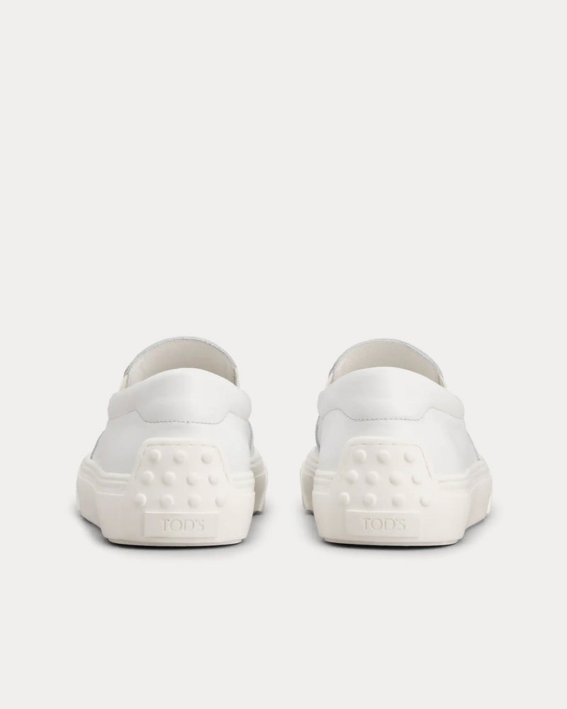 Tod's Stamped Monogram Leather White Slip On Sneakers - 3