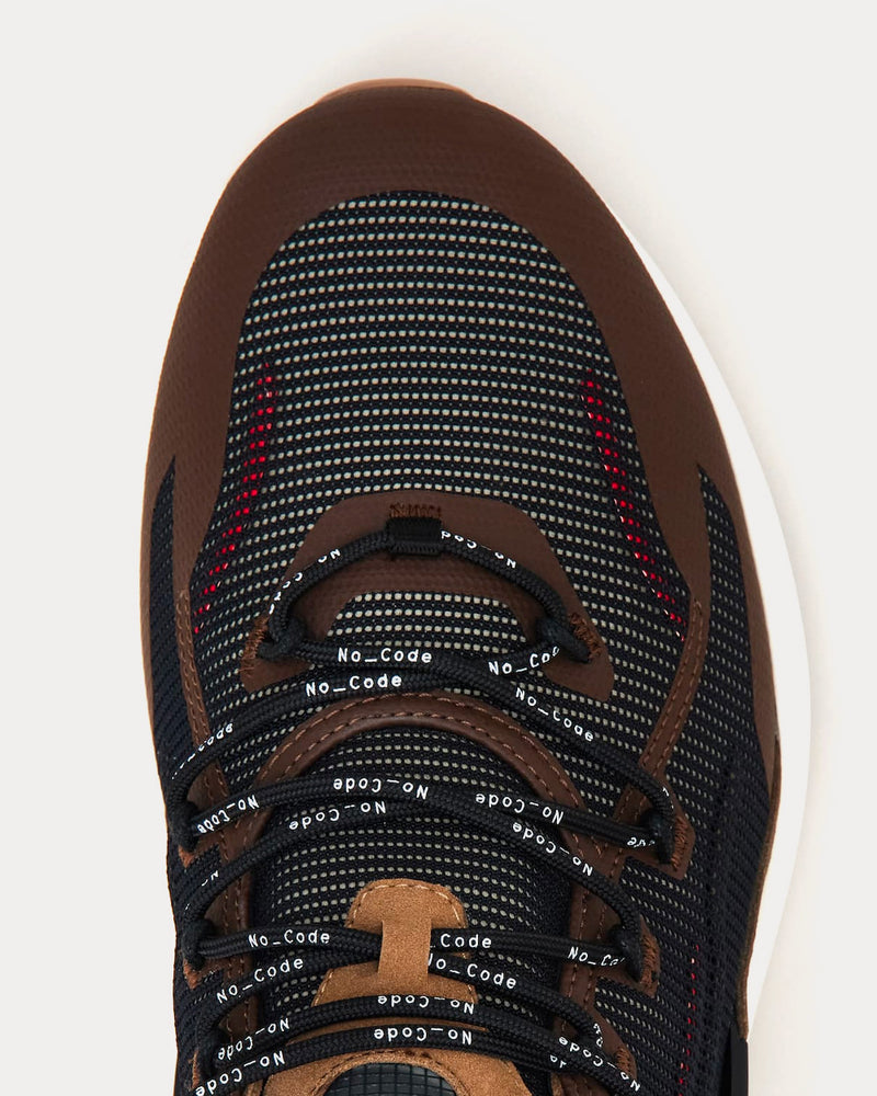 Tod's No_Code J in Technical Fabric & Leather Black / Brown Mid Top Sneakers - 5