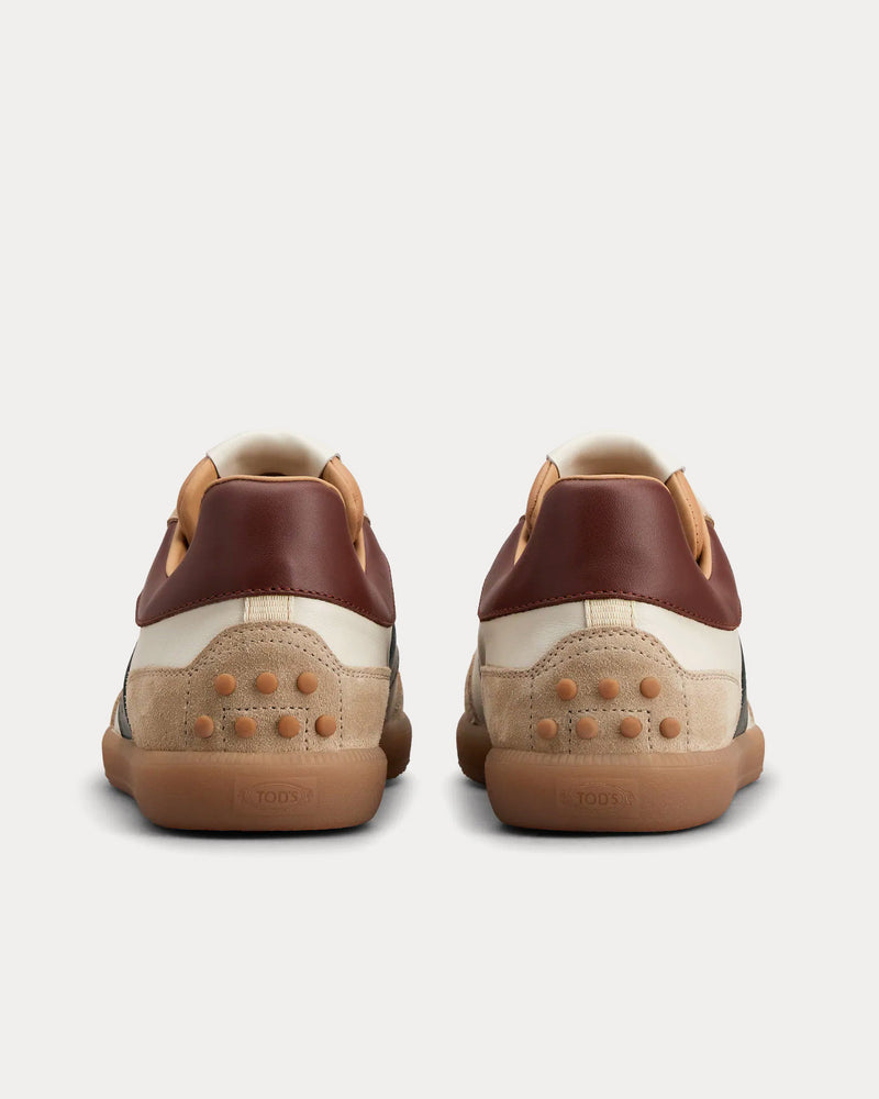 Tod's Tabs Suede & Smooth Leather Brown / Green / Off-White Low Top Sneakers - 3