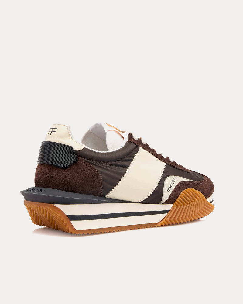 Tom Ford James Suede & Technical Fabric Brown / Ivory Cream Low Top Sneakers - 3