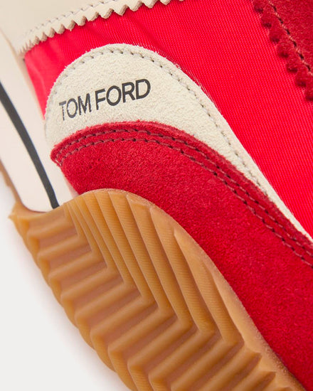 Tom Ford James Suede & Technical Fabric Red / Ivory Cream Low Top Sneakers - 5