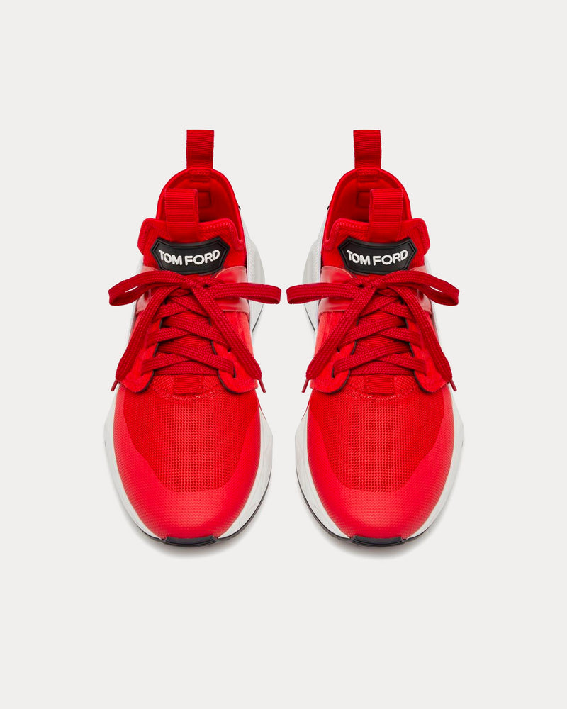 Tom Ford Jago Nylon & Mesh Red / White Low Top Sneakers - 2