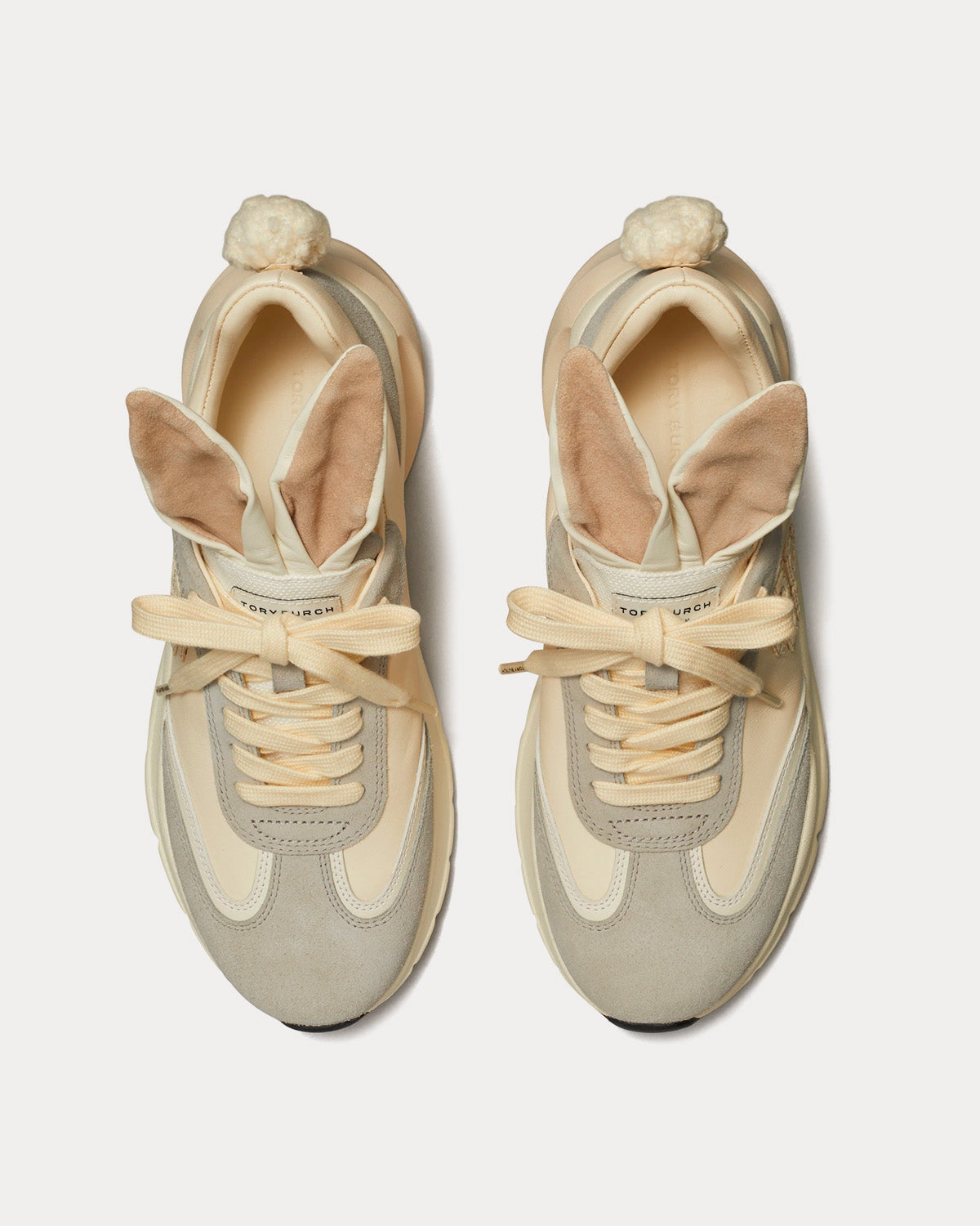 Tory Burch Women's Plush Rabbit Good Luck Light Cream / Calcare Low Top ...