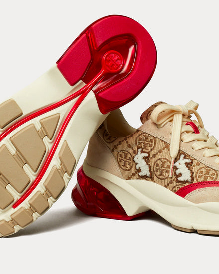 Tory Burch T Monogram Good Luck Rabbit Hazel T Monogram / Calcare / Rosso Scarl Low Top Sneakers - 3