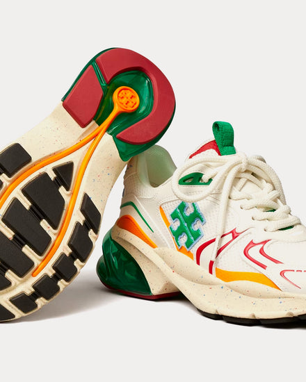 Tory Burch Good Luck  New Ivory / Tory Red / Green Low Top Sneakers - 3