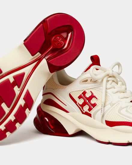 Tory Burch Good Luck Tech New Ivory / Tory Red Low Top Sneakers - 3