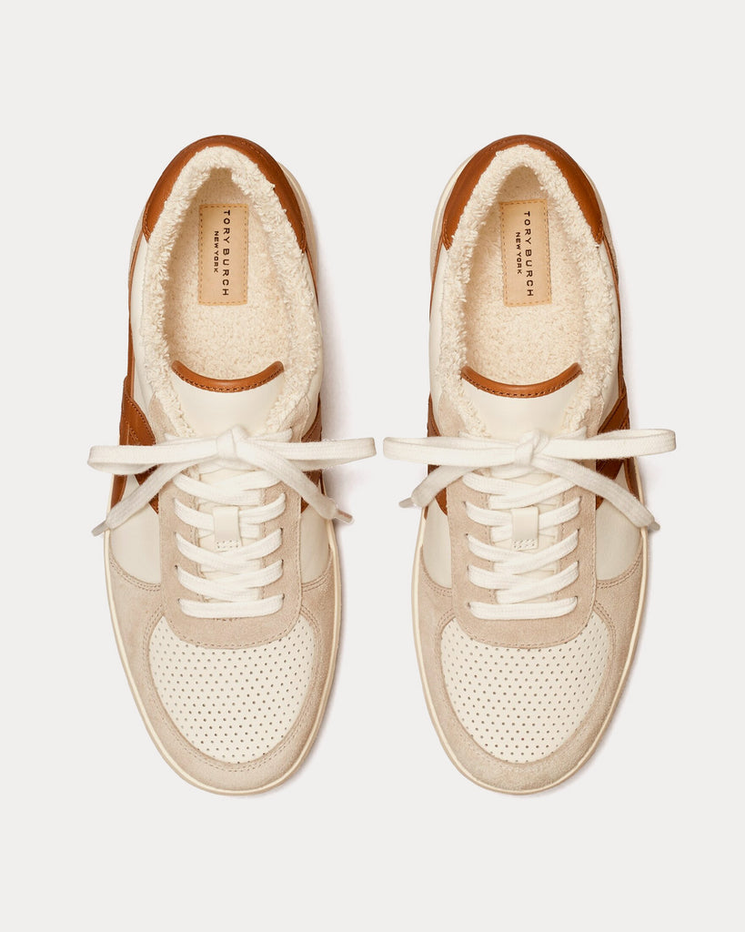 Tory Burch Hank Court Calcare / Tan / New Ivory Low Top Sneakers ...