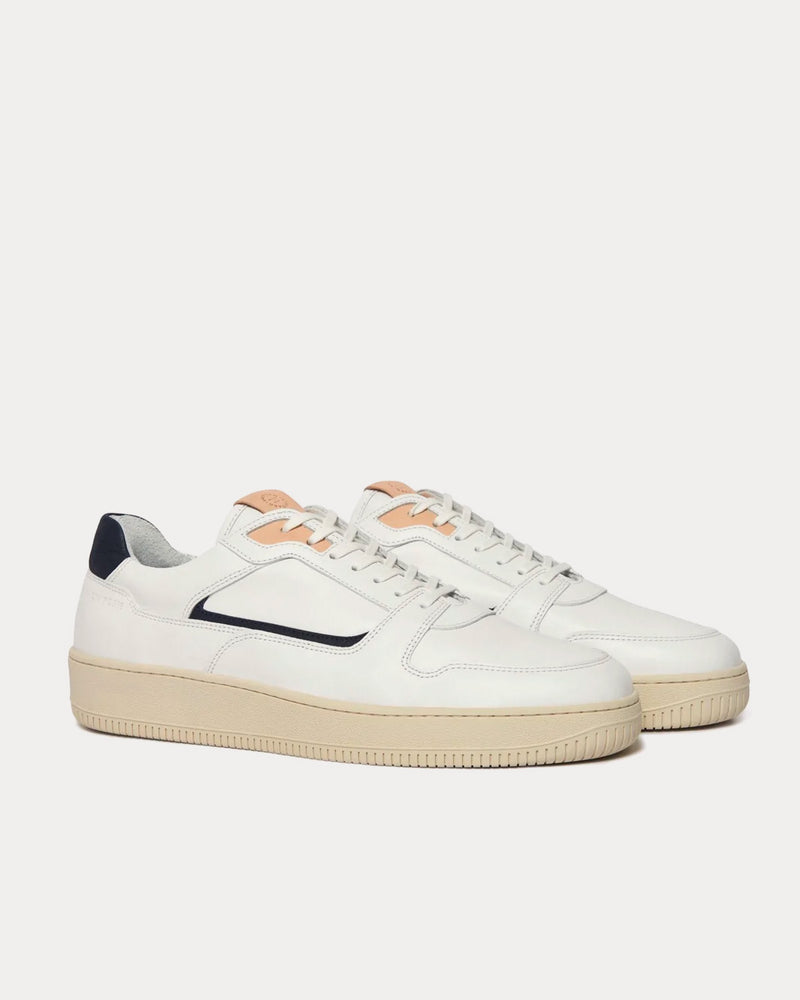 Uniform Standard Series 5 White Vintage Navy Leather Low Top Sneakers - 3