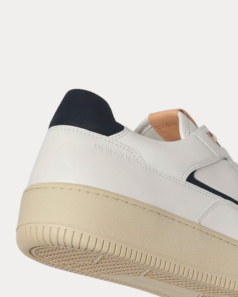 Uniform Standard Series 5 White Vintage Navy Leather Low Top Sneakers - 4