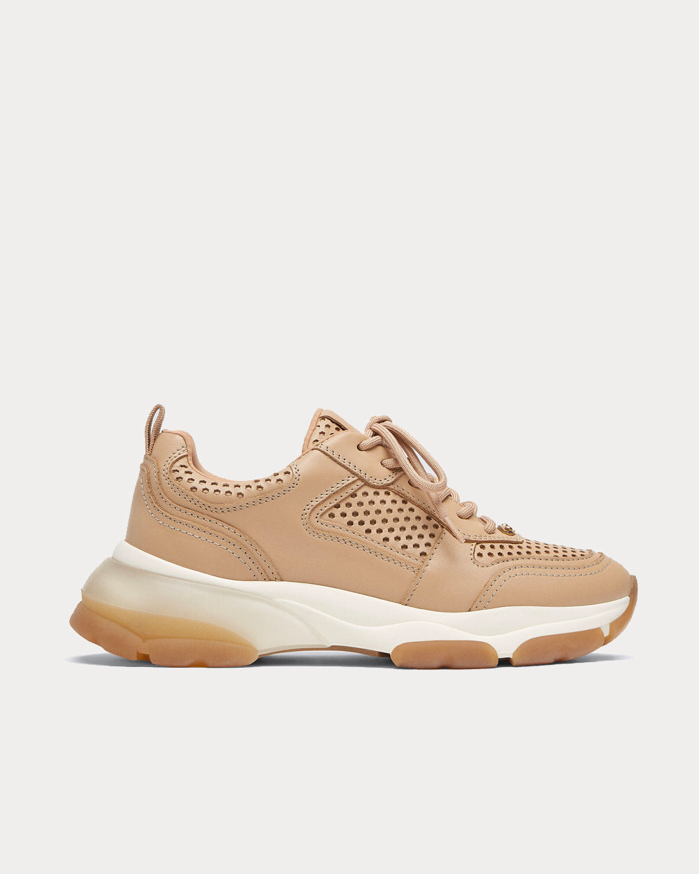 Uterq e Die cut Leather Camel Low Top Sneakers Sneak in Peace