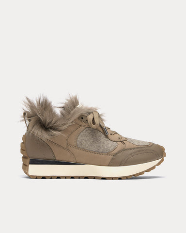 Uterqüe Contrast Khaki Low Top Sneakers