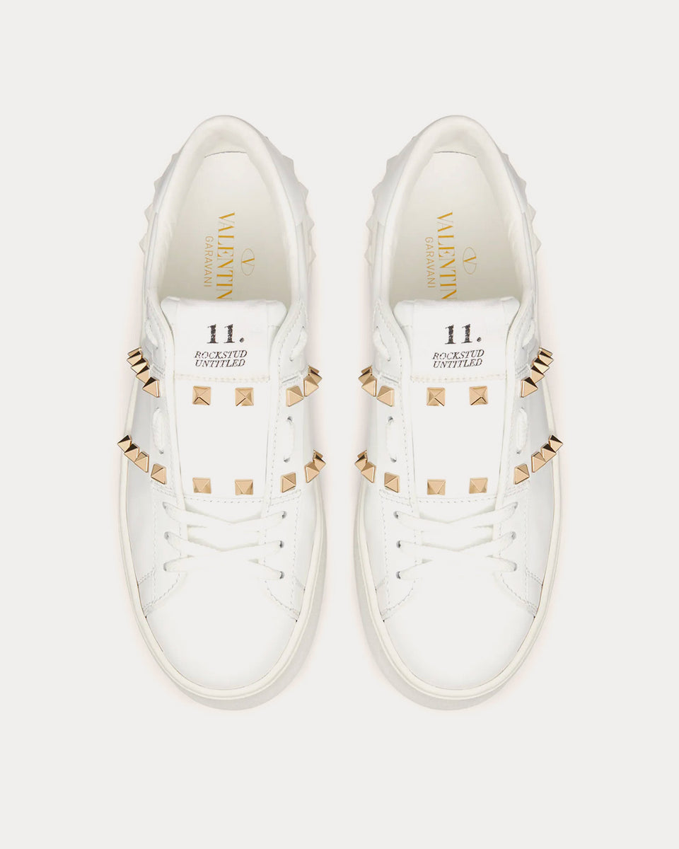 Valentino Flatform Rockstud Untitled Calfskin White Low Top Sneakers Sneak in Peace