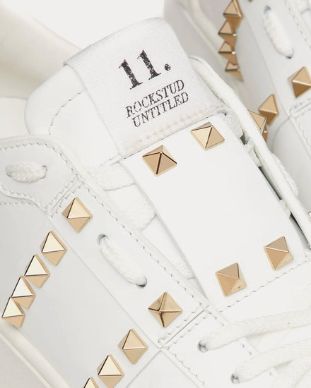 Valentino Flatform Rockstud Untitled Calfskin White Low Top Sneakers - 5