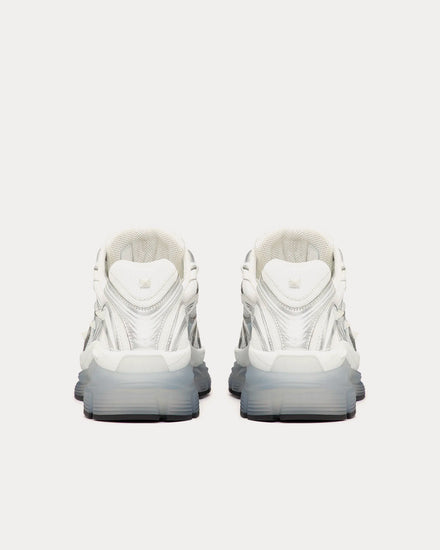 Valentino MS-2960 Fabric & Calfskin White / Silver / Pastel Grey Low Top Sneakers - 4