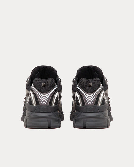 Valentino MS-2960 Fabric & Calfskin Black Low Top Sneakers - 4